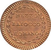 ½ Baiocco - Pius VI Oval shield, Vatican City, 1783-1790 reverse image