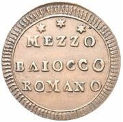 ½ Baiocco - Pius VI Narrow shield, Vatican City, 1797 reverse image