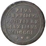 ½ Baiocco - Pius VII Lateran Possess, Vatican City, 1801 reverse image