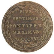 ½ Baiocco - Pius VII Inscription in wreath, Vatican City, 1816 reverse image