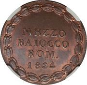 ½ Baiocco - Leo XII Inscription in wreath, Vatican City, 1824 reverse image