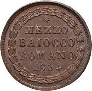½ Baiocco - Gregory XVI, Vatican City, 1831-1834 reverse image