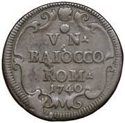 1 Baiocco Romano - Annibale Albani Sede Vacante, Vatican City, 1740 reverse image