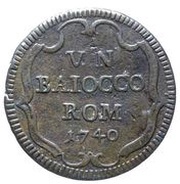 1 Baiocco Romano - Annibale Albani Sede Vacante, Vatican City, 1740 reverse image
