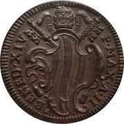 1 Baiocco - Benedict XIV Wavy shield, inscription in cartouche obverse image