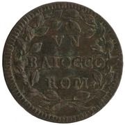 1 Baiocco - Benedict XIV Wavy shield, inscription in wreath - large leaves, Vatican City, 1740-1758 reverse image