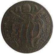 1 Baiocco - Benedict XIV Wavy shield, inscription in wreath - small leaves obverse image