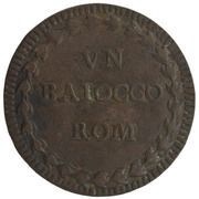 1 Baiocco - Benedict XIV Wavy shield, inscription in wreath - small leaves, Vatican City, 1740-1758 reverse image