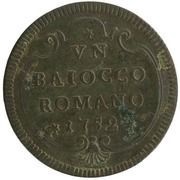1 Baiocco - Benedict XIV Straight shield, inscription in cartouche, Vatican City, 1752 reverse image