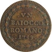 1 Baiocco - Clement XIII With year, Vatican City, 1758-1759 reverse image