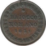 1 Baiocco - Gregory XVI, Vatican City, 1831-1832 reverse image