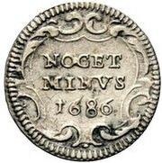 ½ Grosso - Innocent XI NOCET MINVS; large arms, Vatican City, 1685-1688 reverse image