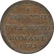 2½ Baiocchi - Pius VI St. Peter facing, Vatican City, 1795 reverse image