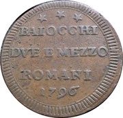 2½ Baiocchi - Pius VI St. Peter facing right, Vatican City, 1796 reverse image