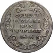 1 Giulio - Innocent XI QVI DAT PAVPERI NON INDIGEBI, Vatican City, 1686 reverse image