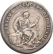 1 Giulio - Clement XI St. Peter - seated, Vatican City, 1714 reverse image