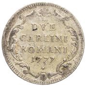 2 Carlini Romani - Pius VI Big Coat of Arms, Vatican City, 1777 reverse image
