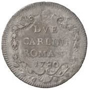 2 Carlini Romani - Pius VI Cartouche, Vatican City, 1780-1781 reverse image