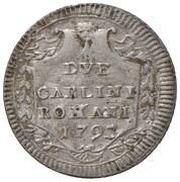 2 Carlini Romani - Pius VI Laurel Cartouche, Vatican City, 1794-1796 reverse image
