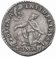 1 Testone - Gregory XIII Moses, Vatican City, 1572-1585 reverse image