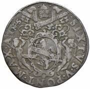 1 Testone - Sixtus V NVNQUAM DEFICIET; Arms obverse image