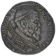 1 Testone - Sixtus V S.Peter; Bust obverse image