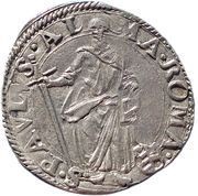 1 Testone - Paul V St. Paul Standing, Vatican City, 1608-1611 reverse image