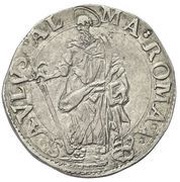 1 Testone - Paul V St. Paul, Vatican City, 1609 reverse image
