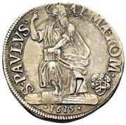 1 Testone - Paulus V St. Paul Seated, Vatican City, 1611-1615 reverse image
