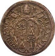 1 Testone - Alexander VII NEC CITRA NEC VLTRA - Ornate shield obverse image