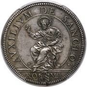 1 Testone - Clement IX St. Peter - seated, facing, Vatican City, 1667-1669 reverse image