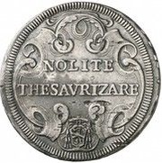 1 Testone - Innocent XI NOLITE THESAVRIZARE, Vatican City, 1681 reverse image