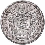 1 Testone - Innocent XI MELIVS EST DARE QVAM ACCIPERE obverse image