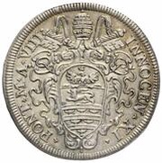 1 Testone - Innocent XI MELIVS EST DARE QVAM ACCIPERE obverse image