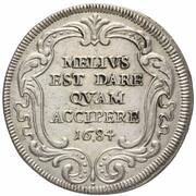 1 Testone - Innocent XI MELIVS EST DARE QVAM ACCIPERE, Vatican City, 1684 reverse image
