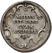 1 Testone - Innocent XI MELIVS EST DARE QVAM ACCIPERE, Vatican City, 1684 reverse image