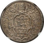 1 Testone - Innocent XI MELIVS EST DARE QVAM ACCIPERE obverse image