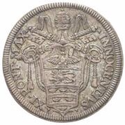 1 Testone - Innocent XI MELIVS EST DARE QVAM ACCIPERE obverse image