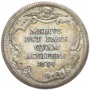 1 Testone - Innocent XI MELIVS EST DARE QVAM ACCIPERE, Vatican City, 1684 reverse image