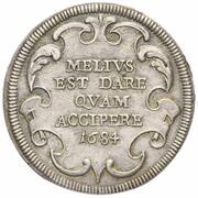 1 Testone - Innocent XI MELIVS EST DARE QVAM ACCIPERE, Vatican City, 1684 reverse image