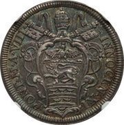1 Testone - Innocent XI MELIVS EST DARE QVAM ACCIPERE obverse image