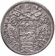 1 Testone - Innocent XI MELIVS EST DARE QVAM ACCIPERE obverse image