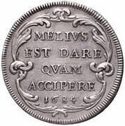1 Testone - Innocent XI MELIVS EST DARE QVAM ACCIPERE, Vatican City, 1684 reverse image
