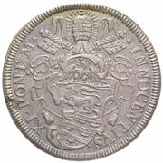 1 Testone - Innocent XI MELIVS EST DARE QVAM ACCIPERE obverse image