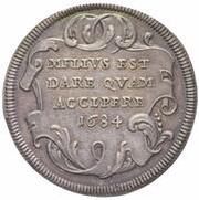 1 Testone - Innocent XI MELIVS EST DARE QVAM ACCIPERE, Vatican City, 1684 reverse image