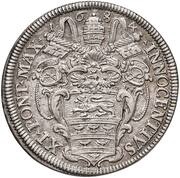 1 Testone - Innocent XI MELIVS EST DARE QVAM ACCIPERE obverse image