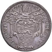 1 Testone - Innocent XI MELIVS EST DARE QVAM ACCIPERE obverse image