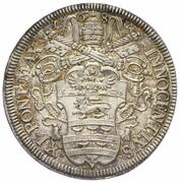 1 Testone - Innocent XI MELIVS EST DARE QVAM ACCIPERE obverse image