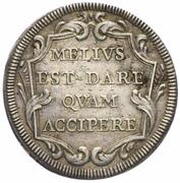 1 Testone - Innocent XI MELIVS EST DARE QVAM ACCIPERE, Vatican City, 1684 reverse image