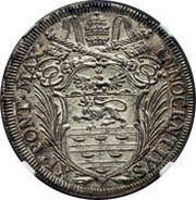 1 Testone - Innocent XI MELIVS EST DARE QVAM ACCIPERE obverse image